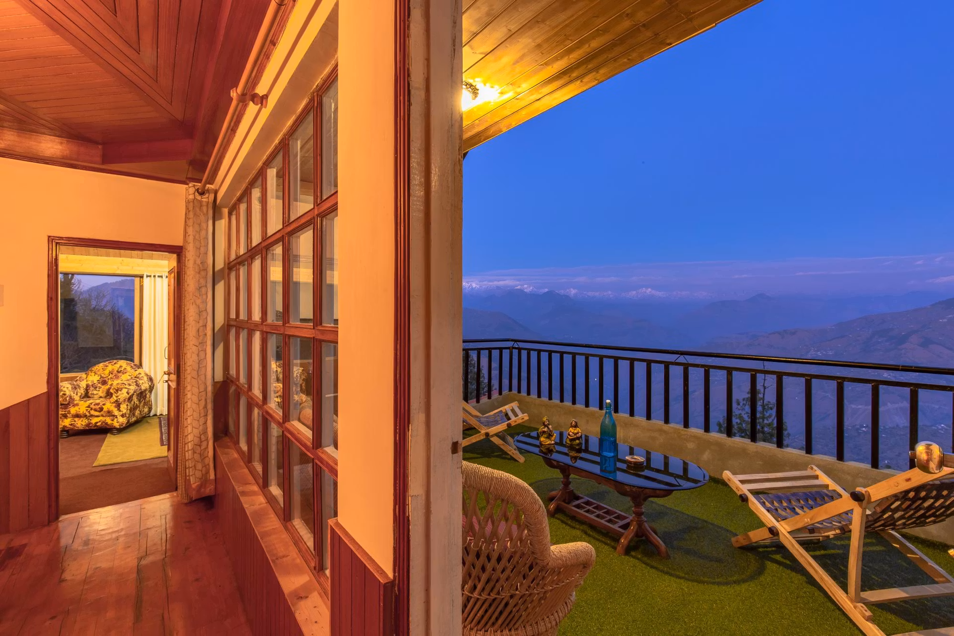 Cosy seating area outside our rooms in ZostelX Kotgarh, Shimla