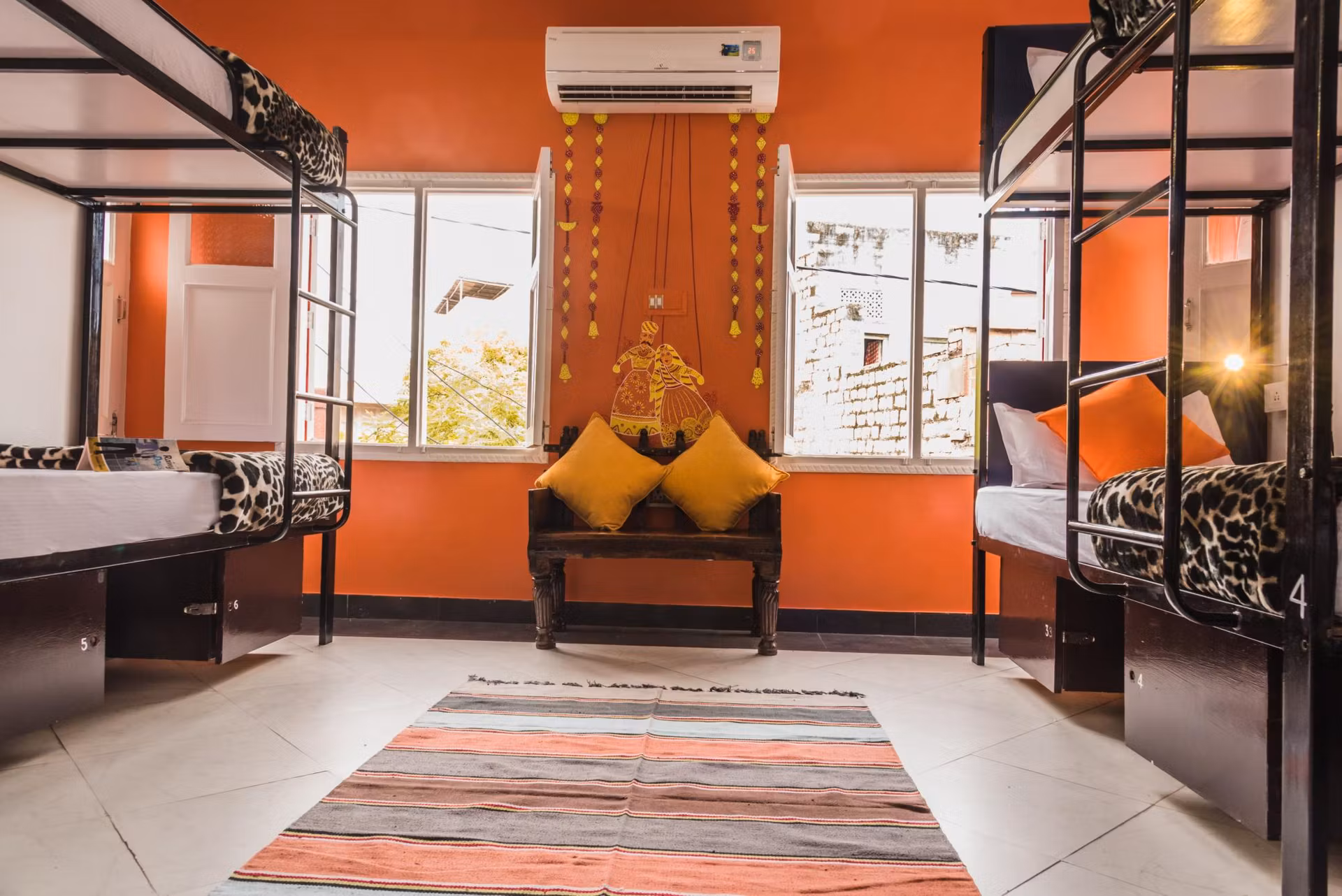 The naturally-lit 8-bed dorm.