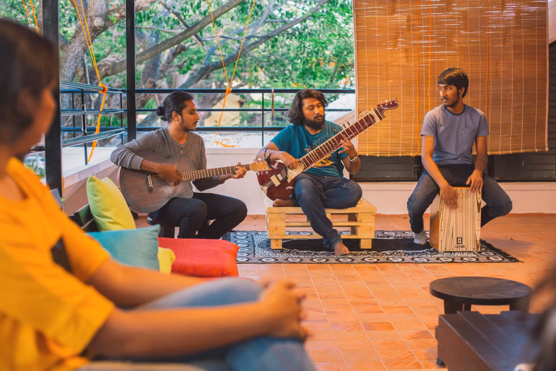 live jamming session on rooftop
